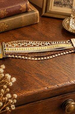 Victoria Emerson Gold Multi-Row Mixed Chain Bracelet